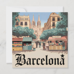 Barcelona Spain vintage Holiday Card