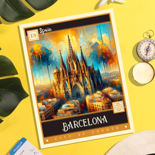 Barcelona, Spain | Vintage Painting Postcard (Creator Uploaded)