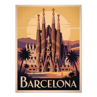Barcelona Spain vintage Photo Print