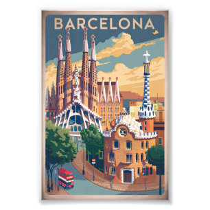 Barcelona Spain vintage Photo Print