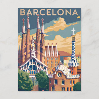 Barcelona Spain vintage Postcard