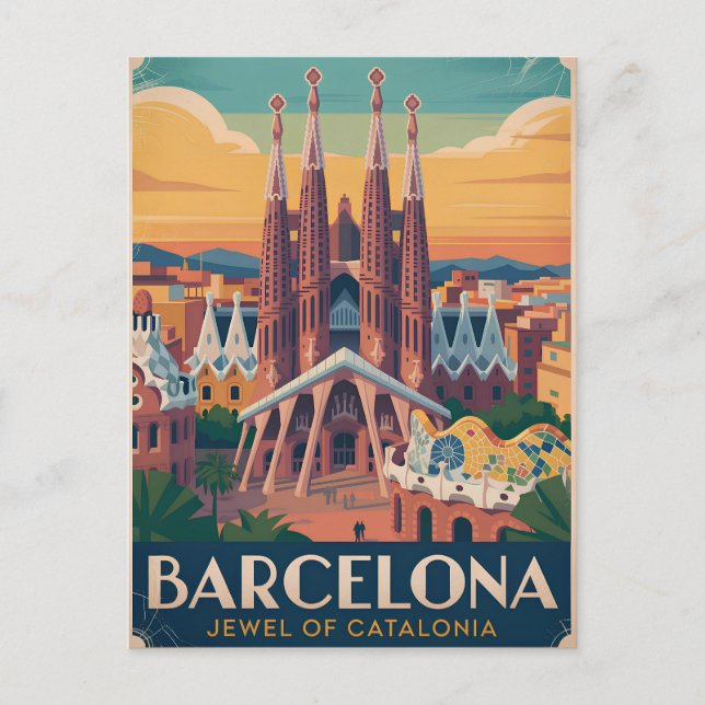 Barcelona Spain vintage Postcard (Front)