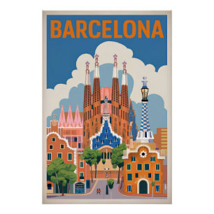 Barcelona Spain vintage Poster