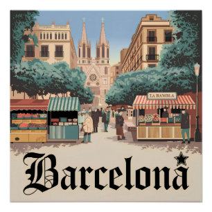 Barcelona Spain vintage Poster