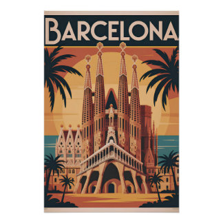 Barcelona Spain vintage Poster