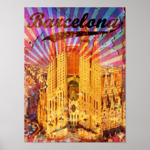 Barcelona, Spain, Vintage poster