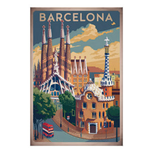 Barcelona Spain vintage Poster