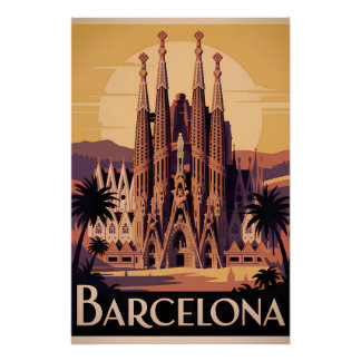 Barcelona Spain vintage Poster