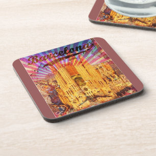 Barcelona, Spain, Vintage poster Coaster
