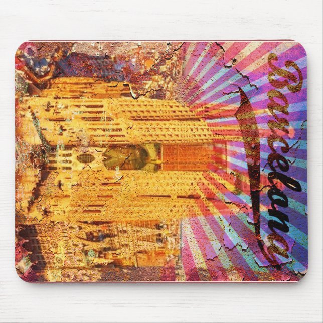 Barcelona, Spain, Vintage poster Mouse Mat (Front)