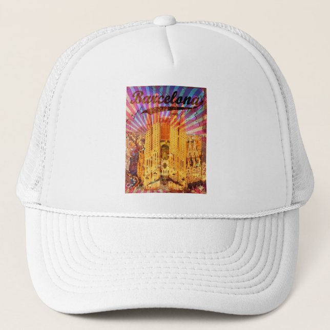 Barcelona, Spain, Vintage poster Trucker Hat (Front)