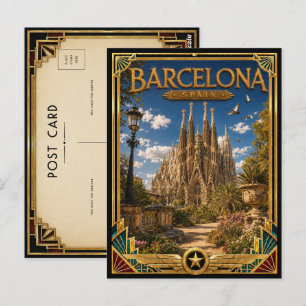 Barcelona Spain Vintage Sagrada Família Art Deco Postcard