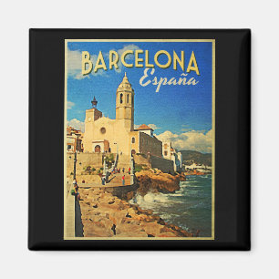 Barcelona Spain Vintage Travel Magnet