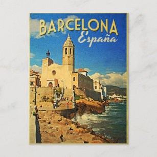 Barcelona Spain Vintage Travel Postcard