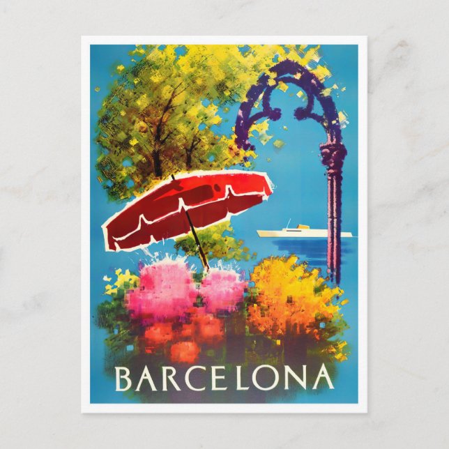 Barcelona Spain vintage travel  Postcard (Front)