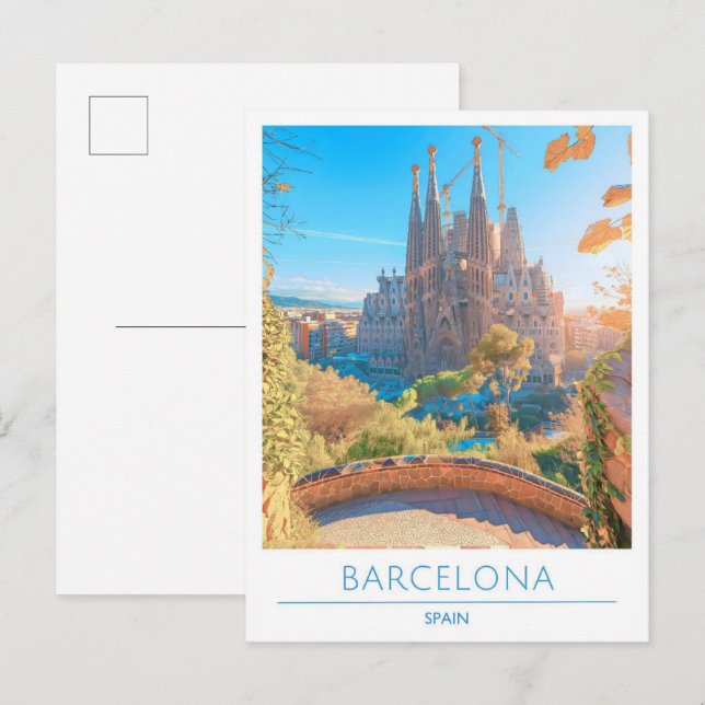 Barcelona Spain Vintage Travel  Postcard (Front/Back)