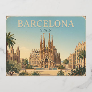 Barcelona Spain Vintage Travel Postcard