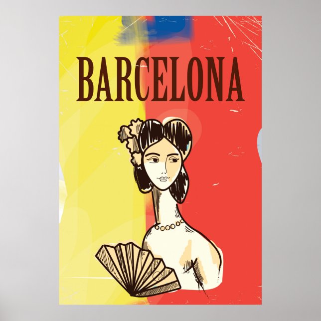 Barcelona Spain vintage travel poster (Front)