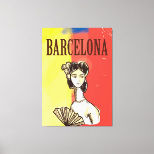 Barcelona Spain vintage travel poster Canvas Print