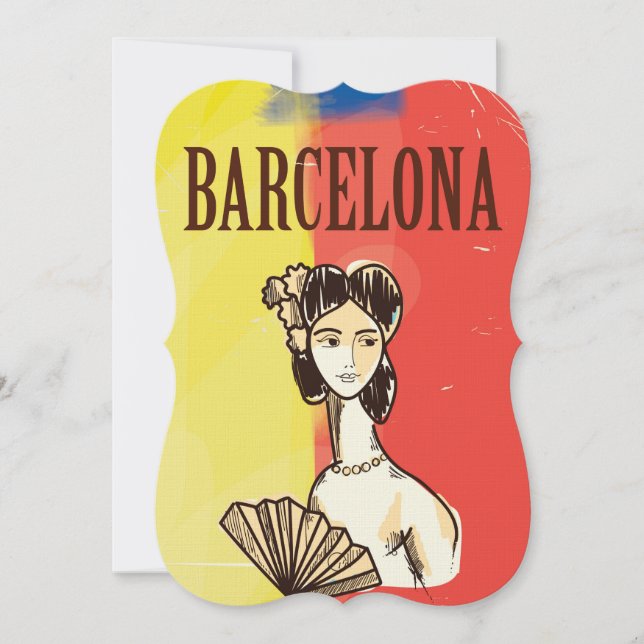 Barcelona Spain vintage travel poster Invitation (Front)