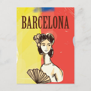 Barcelona Spain vintage travel poster Postcard