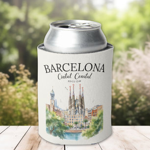 Barcelona Spain – Watercolor Cityscape Design Shot Glass