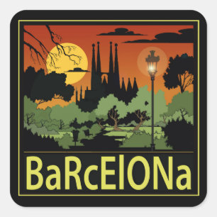 Barcelona Square Stickers, Glossy Sticker