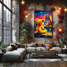 Barcelona Teddy Fauvist Sunset Skyline Print