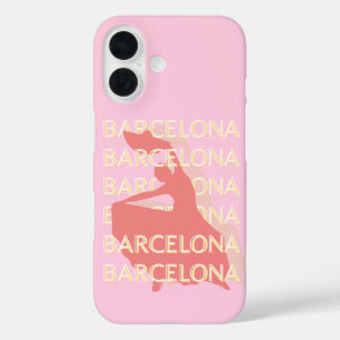 Barcelona Travel Art, Pink, Pastel iPhone 16 Case