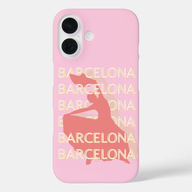 Barcelona Travel Art, Pink, Pastel Case-Mate iPhone Case (Back)
