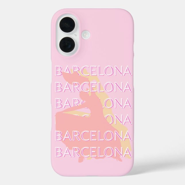 Barcelona Travel Art, Spain Art, Pink, Pastel Case-Mate iPhone Case (Back)