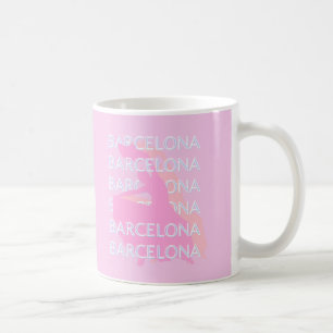Barcelona Travel Art, Spain, Pastel, Pink Coffee Mug