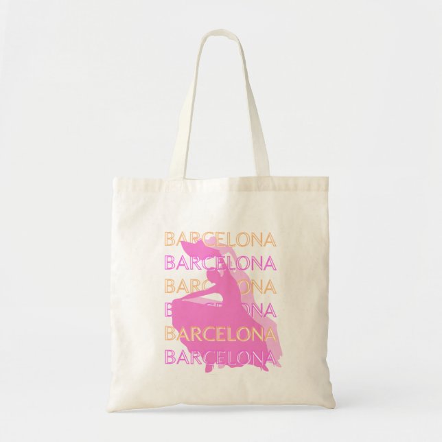 Barcelona Travel Art, Spain Travel Art, Orange Tote Bag (Front)