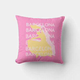 Barcelona Travel Art, Spain, Travel Art, Pink Cushion