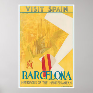 Barcelona Travel Poster Spain Art Spanish Print