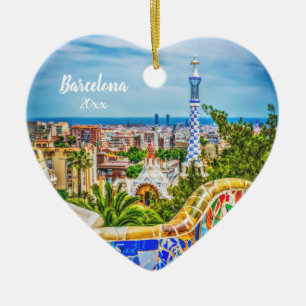 Barcelona Unique Photo Modern Art Ceramic Tree Decoration