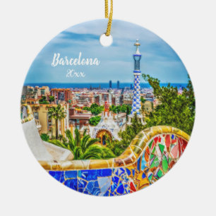 Barcelona Unique Photo Modern Art Ceramic Tree Decoration