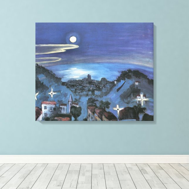 Barcelona View of City at Night by Walter Gramatte Canvas Print (Insitu(Wood Floor))