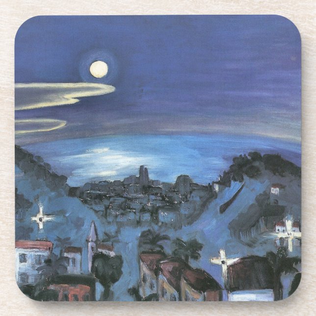 Barcelona View of City at Night by Walter Gramatte Coaster (Front)