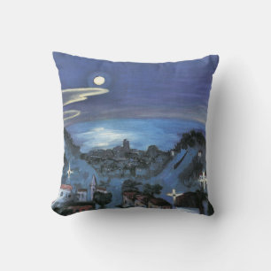 Barcelona View of City at Night by Walter Gramatte Cushion
