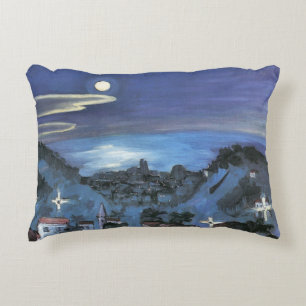 Barcelona View of City at Night by Walter Gramatte Decorative Cushion