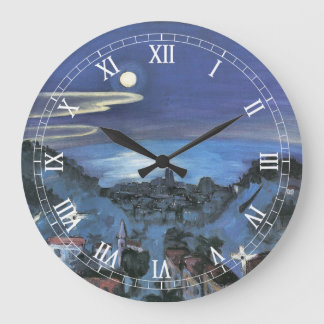 Barcelona View of City at Night by Walter Gramatte Large Clock