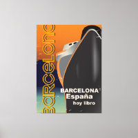 Barcelona Vintage cruise liner travel poster