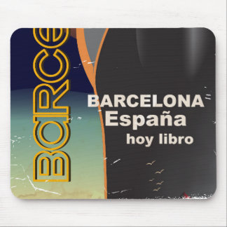 Barcelona Vintage cruise liner travel poster Mouse Mat