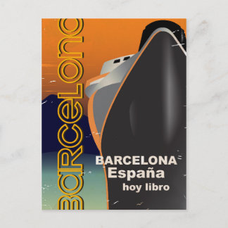 Barcelona Vintage cruise liner travel poster Postcard