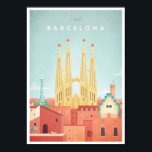 Barcelona Vintage Travel Poster<br><div class="desc">Vintage style travel poster of Barcelona,  Spain,  inspired by vintage travel posters of the 1920s. Text reads Visit Barcelona. Original hand drawn and digitally rendered illustration by Henry Rivers of Travel Poster Co.</div>