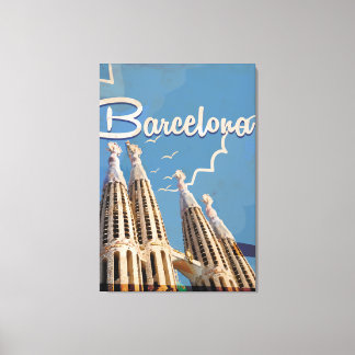 Barcelona Vintage Travel poster Canvas Print