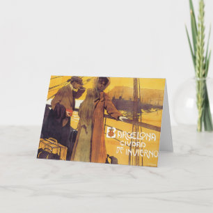 Barcelona Vintage Travel Poster Card