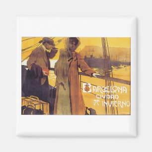 Barcelona Vintage Travel Poster Magnet