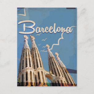 Barcelona Vintage Travel poster Postcard